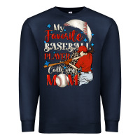 Navy My favorite baseball player calls me mom Premium Sweatshirt - FaDigitalArtStudio