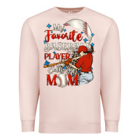 Pale Pink My favorite baseball player calls me mom Premium Sweatshirt - FaDigitalArtStudio