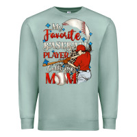 Seafoam My favorite baseball player calls me mom Premium Sweatshirt - FaDigitalArtStudio