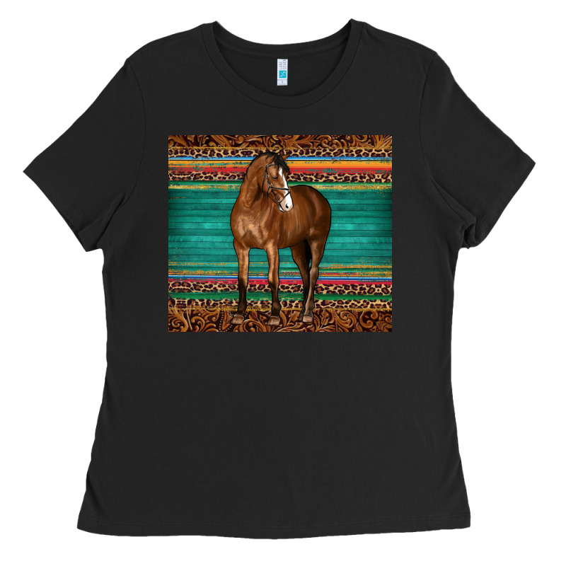 Western Horse Serape  Leather Leopard Ladies Tee by BarkalooDesign | Teevron
