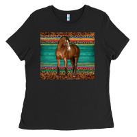 Black western horse serape  leather leopard Ladies Tee - BarkalooDesign