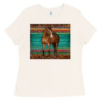 Bone western horse serape  leather leopard Ladies Tee - BarkalooDesign