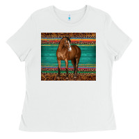 White western horse serape  leather leopard Ladies Tee - BarkalooDesign
