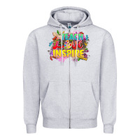 Heather Grey teach love inspire Zipper Hoodie - CowGirlArtShop