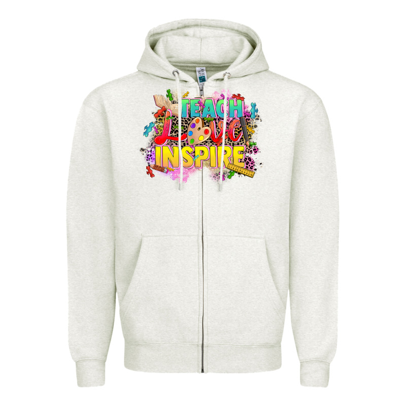 Teach Love Inspire Zipper Hoodie by CowGirlArtShop | Teevron
