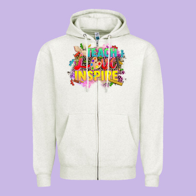 Teach Love Inspire Zipper Hoodie Designed By Cowgirlartshop