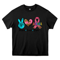Black peace love  cure Heavy Core Tee - AdoDesignShop