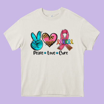 Peace Love  Cure Heavy Core Tee Designed By Adodesignshop