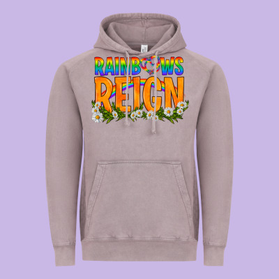 Lgbtq+ Rainbows Reign Vintage Hoodie Designed By Bundleandbundleshop