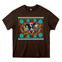 Chocolate Brown western baby cow turquoise gemstones  leopards Heavy Core Tee - BarkalooDesign