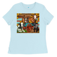 Farm Animals On An Old Wagon Ladies Tee | Teevron