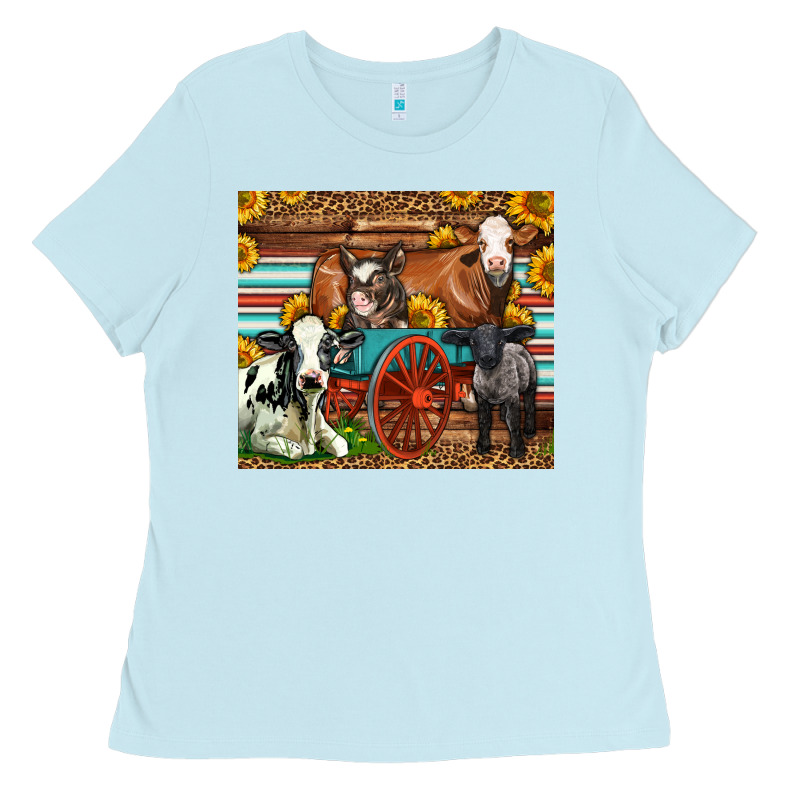 Farm Animals On An Old Wagon Ladies Tee by LillyAllenDesigns | Teevron