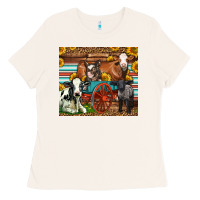 Bone Farm Animals On An Old Wagon Ladies Tee - LillyAllenDesigns