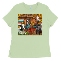 Matcha Farm Animals On An Old Wagon Ladies Tee - LillyAllenDesigns