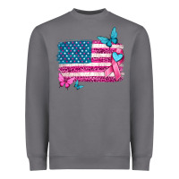 Storm american flag breast cancer with ribbon Heavyweight Sweatshirt - texasbilliewilder