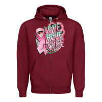 Burgundy love hope cure Zipper Hoodie - CowGirlArtShop