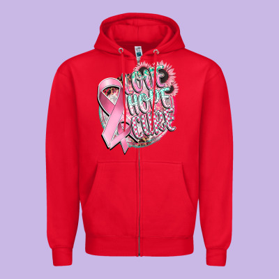 Love Hope Cure Zipper Hoodie Designed By Cowgirlartshop