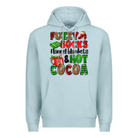 Blue Mist fuzzy socks flannel blankets and hot cocoa Premium Hoodie - OliviaCreatesArt