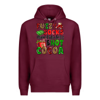 Burgundy fuzzy socks flannel blankets and hot cocoa Premium Hoodie - OliviaCreatesArt