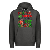 Charcoal Heather fuzzy socks flannel blankets and hot cocoa Premium Hoodie - OliviaCreatesArt