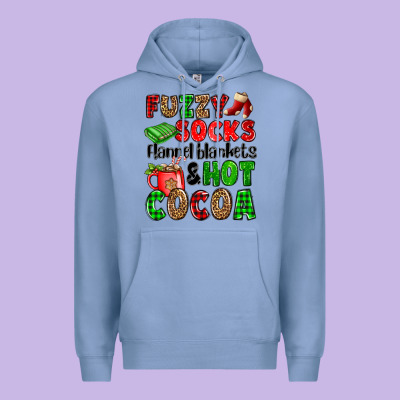 Fuzzy Socks Flannel Blankets And Hot Cocoa Premium Hoodie Designed By Oliviacreatesart