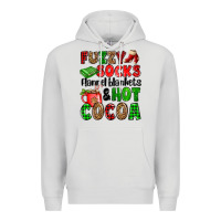 Dove Grey fuzzy socks flannel blankets and hot cocoa Premium Hoodie - OliviaCreatesArt