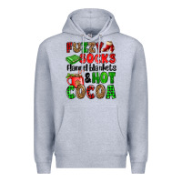 Heather Grey fuzzy socks flannel blankets and hot cocoa Premium Hoodie - OliviaCreatesArt