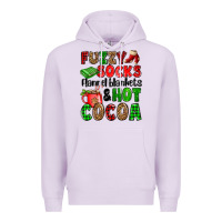 Lilac fuzzy socks flannel blankets and hot cocoa Premium Hoodie - OliviaCreatesArt
