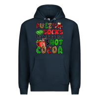 Navy fuzzy socks flannel blankets and hot cocoa Premium Hoodie - OliviaCreatesArt