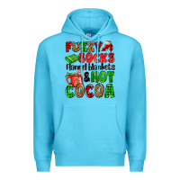 Ocean Blue fuzzy socks flannel blankets and hot cocoa Premium Hoodie - OliviaCreatesArt