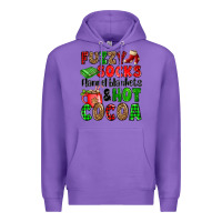 Purple fuzzy socks flannel blankets and hot cocoa Premium Hoodie - OliviaCreatesArt