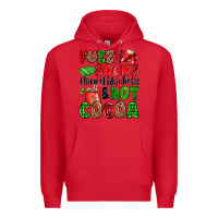 Red fuzzy socks flannel blankets and hot cocoa Premium Hoodie - OliviaCreatesArt