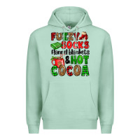 Seafoam fuzzy socks flannel blankets and hot cocoa Premium Hoodie - OliviaCreatesArt