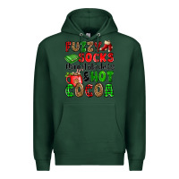 Sports Green fuzzy socks flannel blankets and hot cocoa Premium Hoodie - OliviaCreatesArt