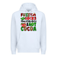 White fuzzy socks flannel blankets and hot cocoa Premium Hoodie - OliviaCreatesArt
