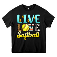 Black live love softball Heavy Core Tee - LillyAllenDesigns