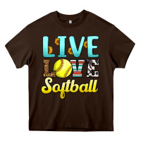 Chocolate Brown live love softball Heavy Core Tee - LillyAllenDesigns