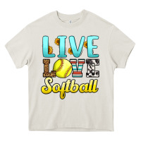 Cream live love softball Heavy Core Tee - LillyAllenDesigns