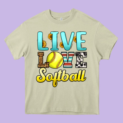 Live Love Softball Heavy Core Tee Designed By Lillyallendesigns