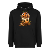 Black Halloween Jack O Lantern Bobba Cup Heavyweight Hoodie - FaDigitalArtStudio