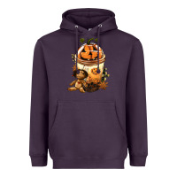 Plum Halloween Jack O Lantern Bobba Cup Heavyweight Hoodie - FaDigitalArtStudio