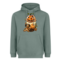 Sage Halloween Jack O Lantern Bobba Cup Heavyweight Hoodie - FaDigitalArtStudio