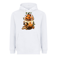 White Halloween Jack O Lantern Bobba Cup Heavyweight Hoodie - FaDigitalArtStudio