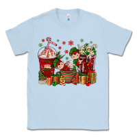 Dusty Blue Elf Coffee Cups Christmas Classic Tee - BundleAndBundleShop