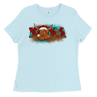 Baby Blue christmas nana highland cow Ladies Tee - BarkalooDesign