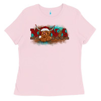 Bubblegum Pink christmas nana highland cow Ladies Tee - BarkalooDesign