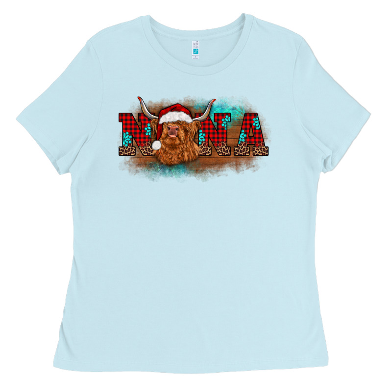 Christmas Nana Highland Cow Ladies Tee by BarkalooDesign | Teevron