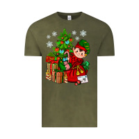 Vintage Olive Santa's Elf Christmas Vintage Tee - BundleAndBundleShop