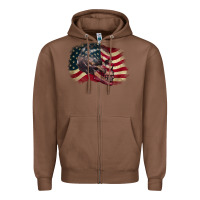 Chestnut skull with american flag 4th of july Zipper Hoodie - CowGirlArtShop