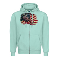 Seafoam skull with american flag 4th of july Zipper Hoodie - CowGirlArtShop